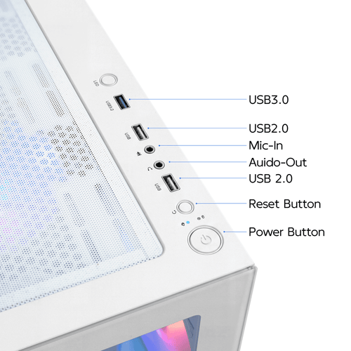 AIGAMEPC Gaming PC Desktop Computer, Intel Core i7 up to 4.0GHz, GTX 1660 Super 6GB, 16GB RAM, 512GB M.2 SSD, BX3 550W 80PLUS Bronze PSU, WiFi 5, RGB Fan x5, Windows 11 Home, White PC