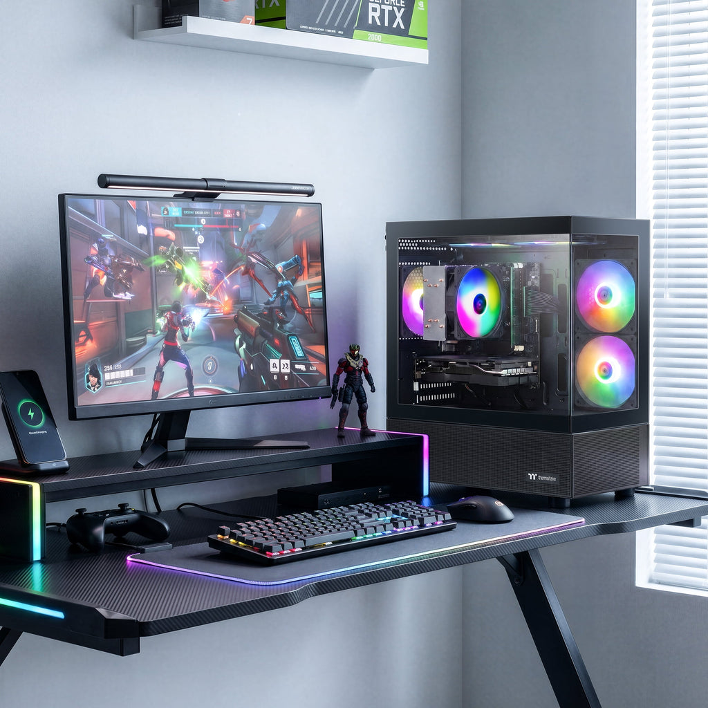 AIGAMEPC Gaming PC Desktop Computer, Intel Core i7 up to 4.0GHz, GTX 1660 Super 6GB, 16GB RAM, 512GB M.2 SSD, BX3 550W 80PLUS Bronze PSU, WiFi 5, RGB Fan x5, Windows 11 Home (Black)
