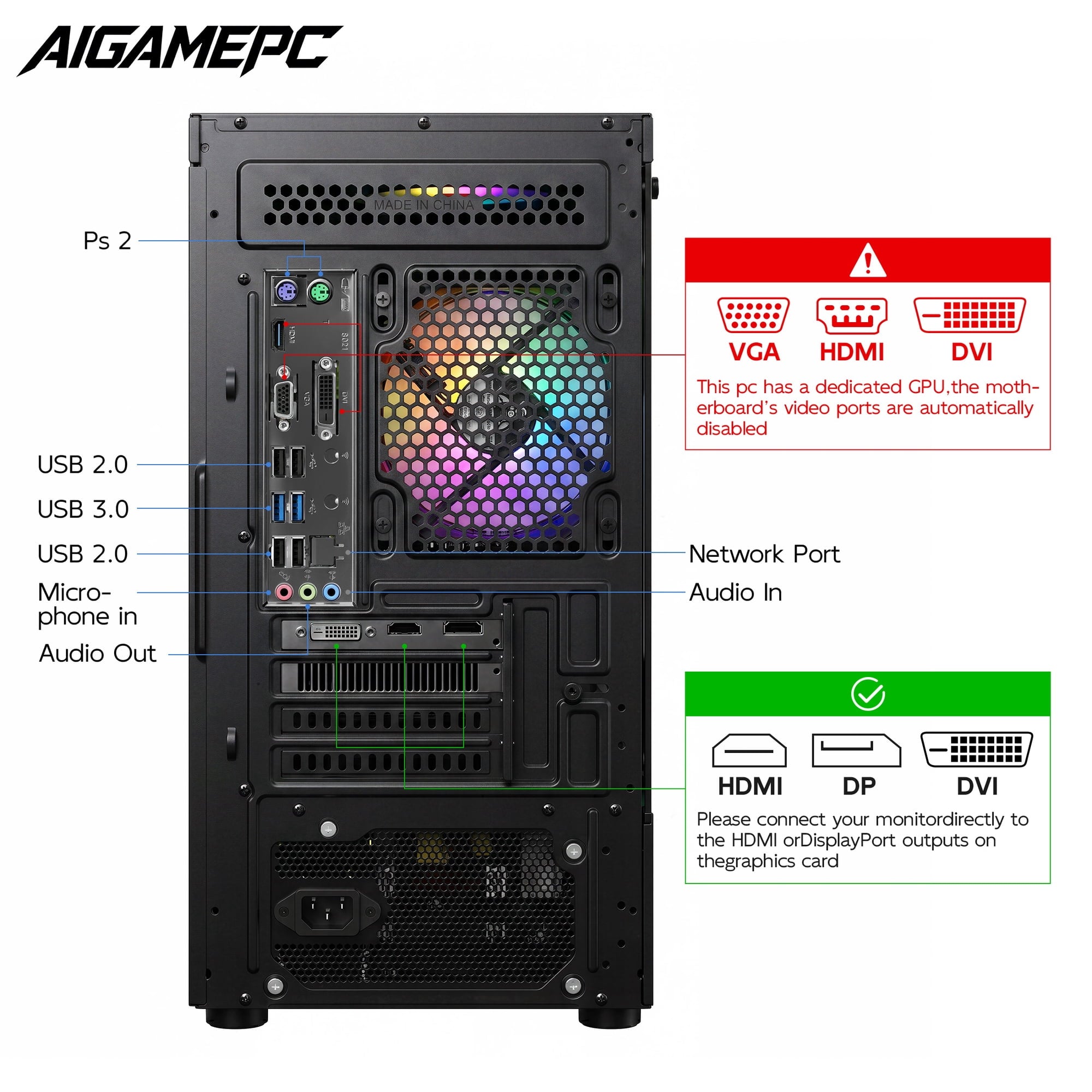 AIGAMEPC Gaming PC Desktop Computer, Intel Core i7 up to 4.0GHz, GTX 1660 Super 6GB, 16GB RAM, 512GB M.2 SSD, BX3 550W 80PLUS Bronze PSU, WiFi 5, RGB Fan x5, Windows 11 Home (Black)