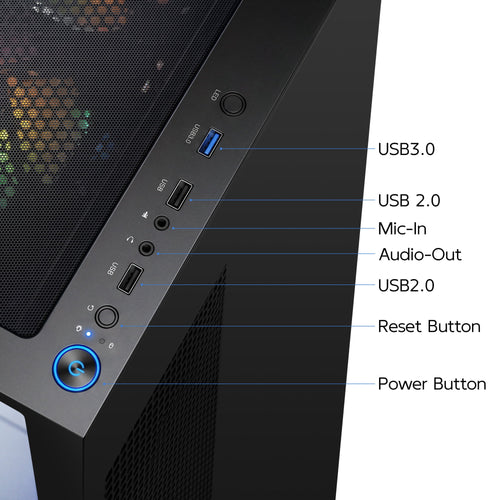 AIGAMEPC Gaming PC Desktop Computer, Intel Core i7 up to 4.0GHz, GTX 1660 Super 6GB, 16GB RAM, 512GB M.2 SSD, BX3 550W 80PLUS Bronze PSU, WiFi 5, RGB Fan x5, Windows 11 Home (Black)